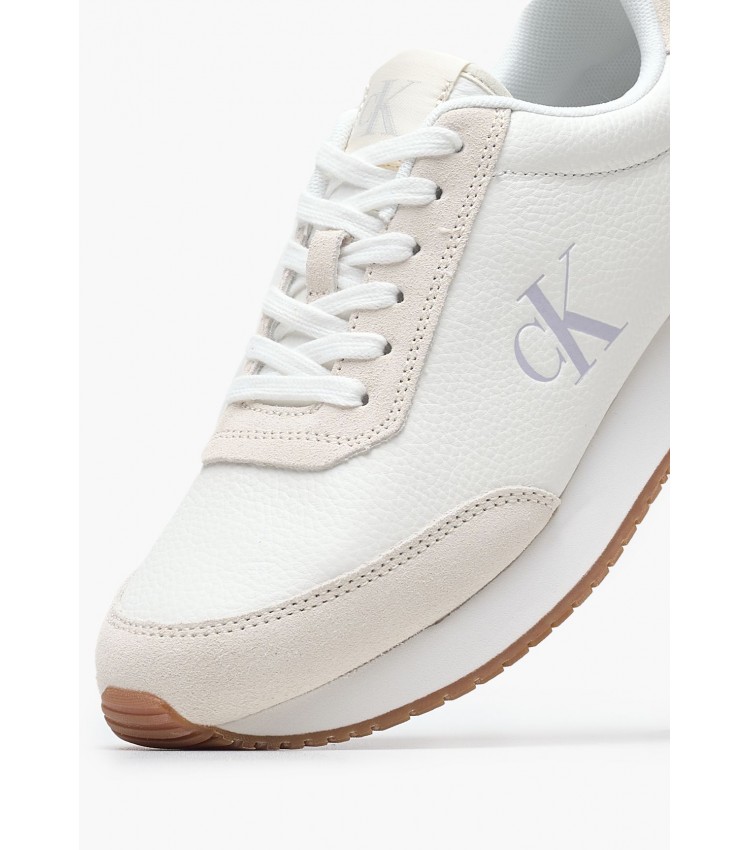 Women Casual Shoes Laceup.Mg White Leather-Buckskin Calvin Klein