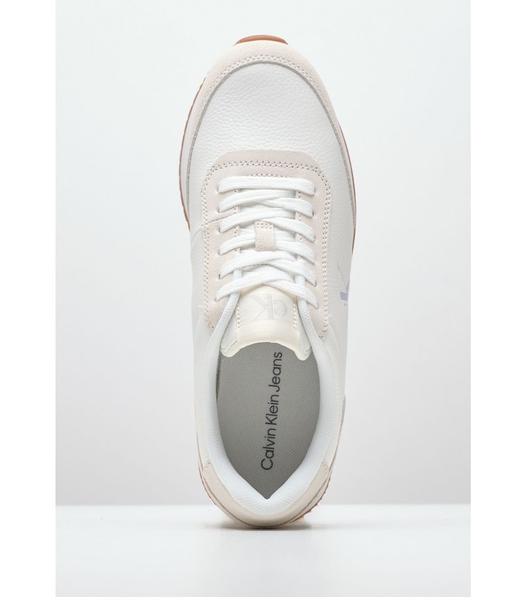 Women Casual Shoes Laceup.Mg White Leather-Buckskin Calvin Klein