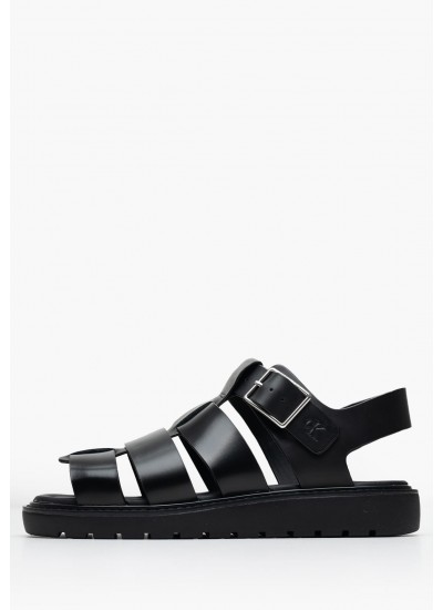 Women Platforms Low Molded.Sdl Black Leather Calvin Klein