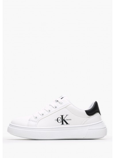 Kids Casual Shoes Rc.Lowcut White ECOleather-Fabric Calvin Klein