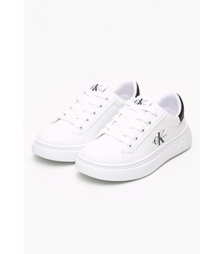 Kids Casual Shoes Rc.Lowcut White ECOleather-Fabric Calvin Klein