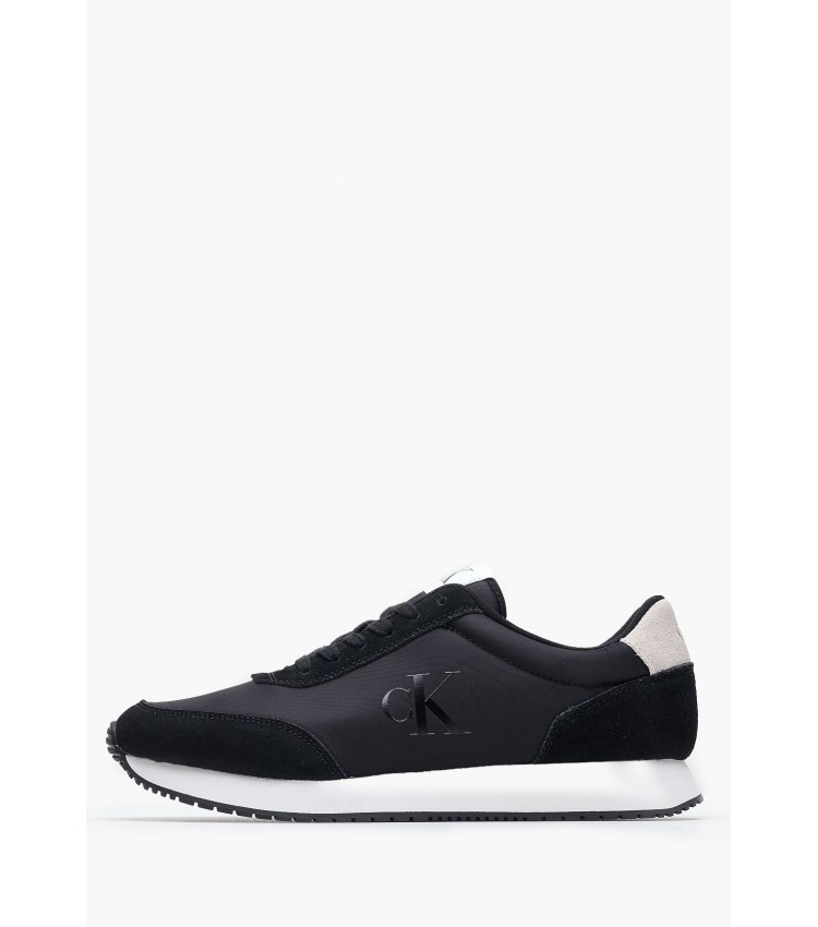 Men Casual Shoes Retro.Iconic Black Buckskin-Fabric Calvin Klein