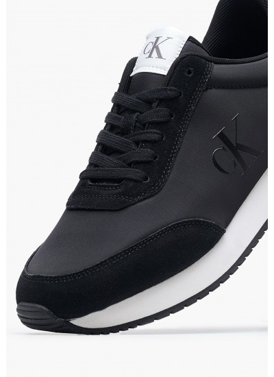 Men Casual Shoes Retro.Iconic Black Buckskin-Fabric Calvin Klein