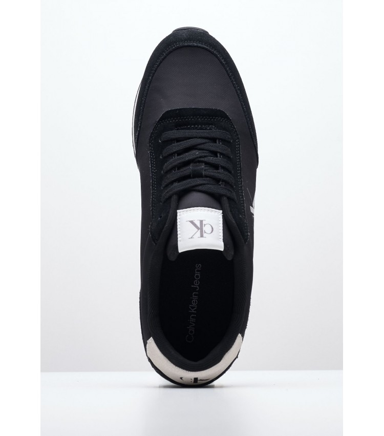 Men Casual Shoes Retro.Iconic Black Buckskin-Fabric Calvin Klein