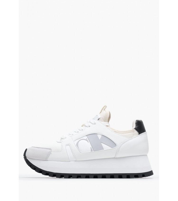 Γυναικεία Παπούτσια Casual Runner.Nbs.Bl Άσπρο Δέρμα Calvin Klein