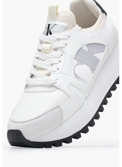 Γυναικεία Παπούτσια Casual Runner.Nbs.Bl Άσπρο Δέρμα Calvin Klein