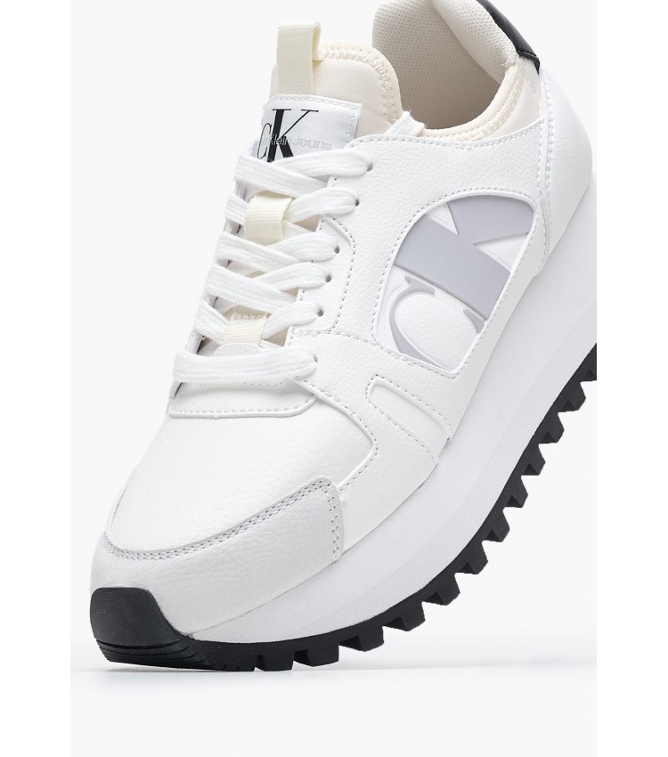 Γυναικεία Παπούτσια Casual Runner.Nbs.Bl Άσπρο Δέρμα Calvin Klein