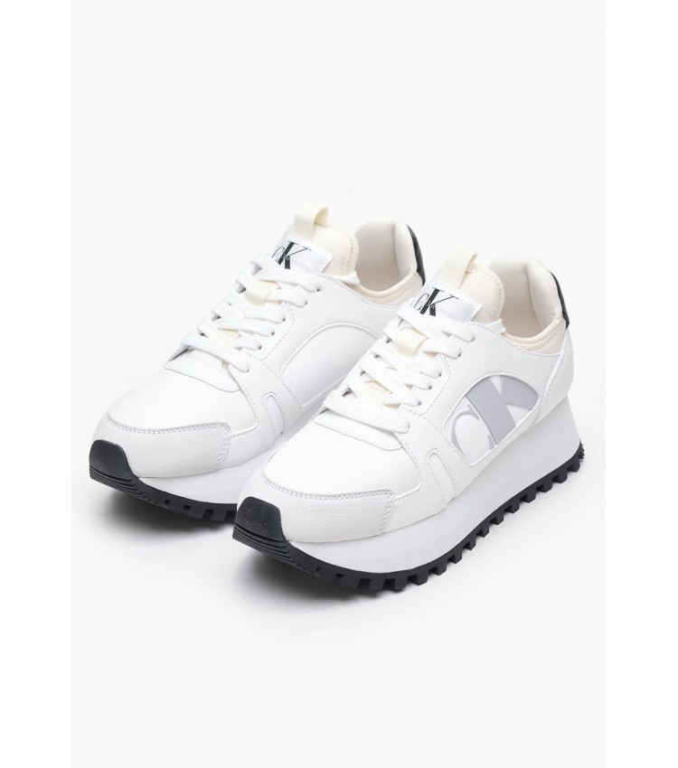 Γυναικεία Παπούτσια Casual Runner.Nbs.Bl Άσπρο Δέρμα Calvin Klein