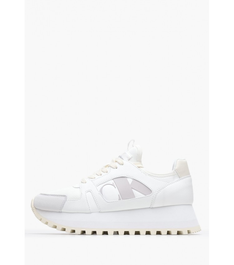 Γυναικεία Παπούτσια Casual Runner.Nbs Άσπρο Δέρμα Calvin Klein