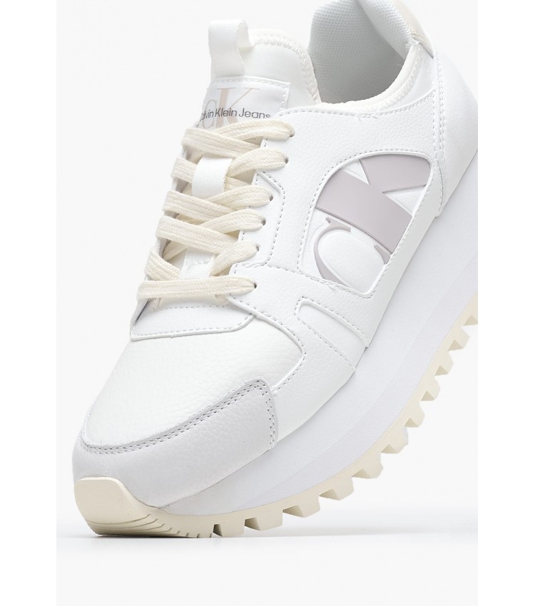 Γυναικεία Παπούτσια Casual Runner.Nbs Άσπρο Δέρμα Calvin Klein