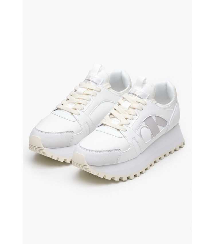 Γυναικεία Παπούτσια Casual Runner.Nbs Άσπρο Δέρμα Calvin Klein