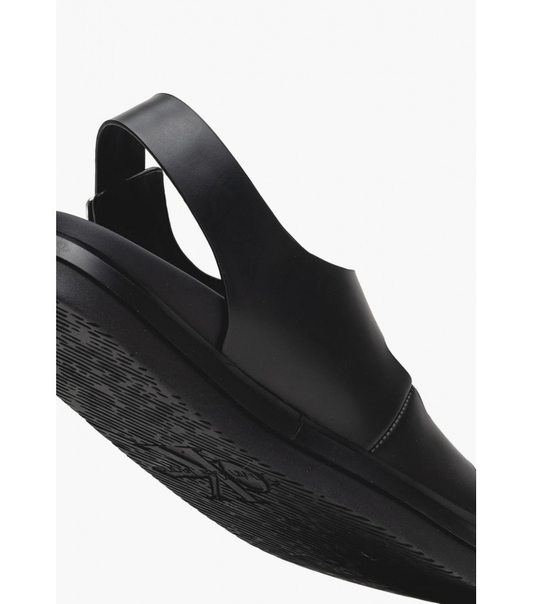 Γυναικείες Πλατφόρμες Χαμηλές Sandal.Buckle Μαύρο Δέρμα Calvin Klein