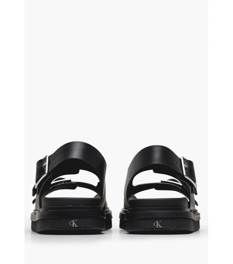 Γυναικείες Πλατφόρμες Χαμηλές Sandal.Buckle Μαύρο Δέρμα Calvin Klein