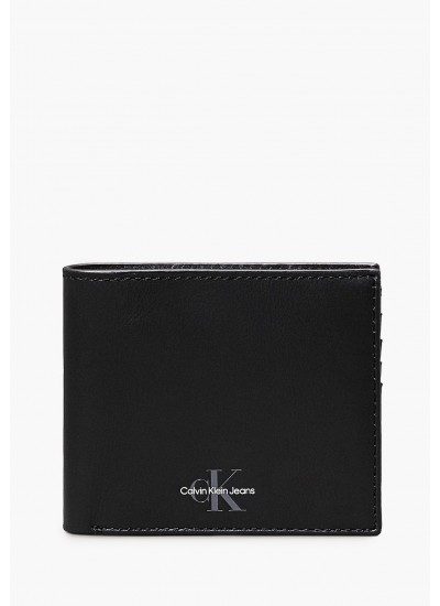 Ανδρικά Πορτοφόλια Sft.Bifold Μαύρο Δέρμα Calvin Klein