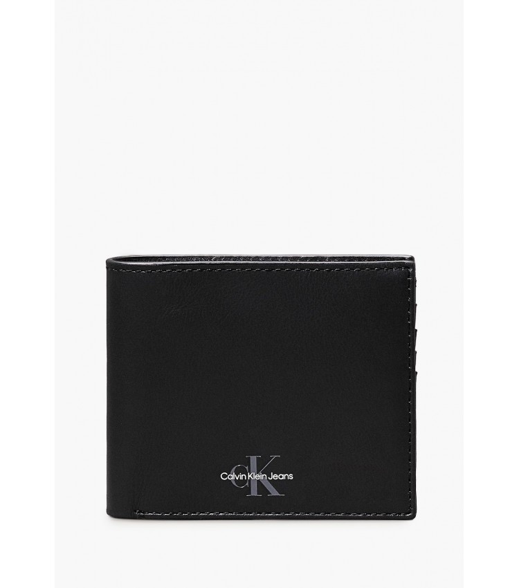 Ανδρικά Πορτοφόλια Sft.Bifold Μαύρο Δέρμα Calvin Klein