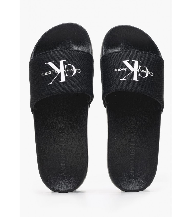 Women Flip Flops & Sandals Slide.Mono.W Black Fabric Calvin Klein