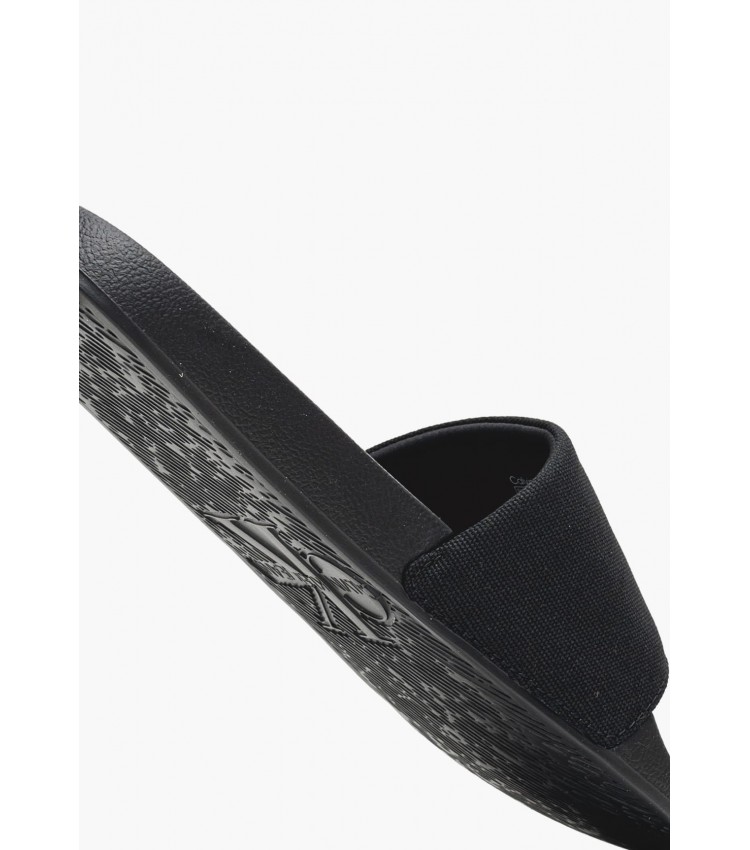 Women Flip Flops & Sandals Slide.Mono.W Black Fabric Calvin Klein