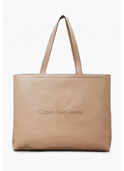 Γυναικείες Τσάντες Slim.Tote34 Μπεζ ECOleather Calvin Klein