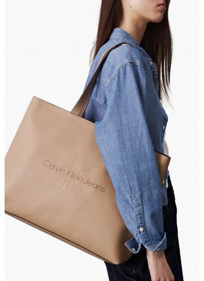 Γυναικείες Τσάντες Slim.Tote34 Μπεζ ECOleather Calvin Klein