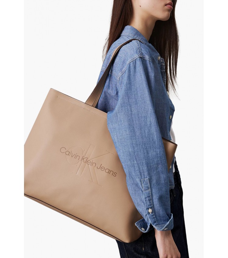 Γυναικείες Τσάντες Slim.Tote34 Μπεζ ECOleather Calvin Klein