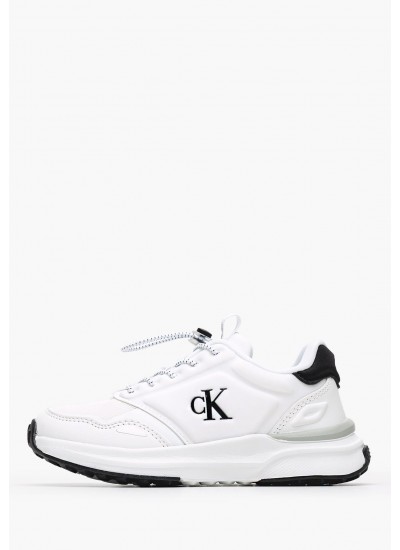 Παιδικά Παπούτσια Casual Sneaker.Up Άσπρο ECOleather-Ύφασμα Calvin Klein