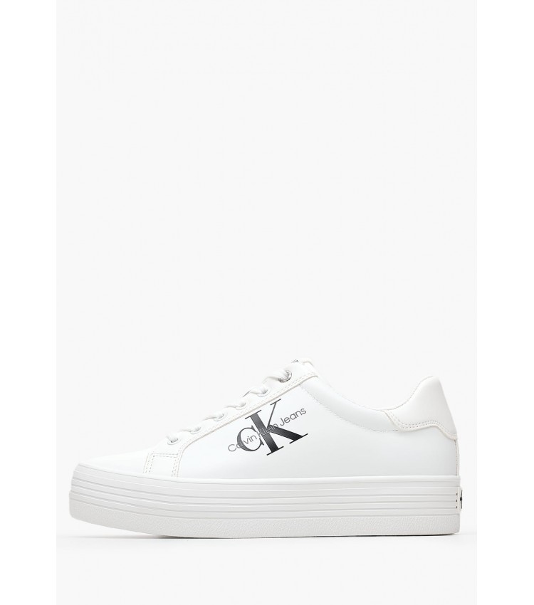 Γυναικεία Παπούτσια Casual Vulc.Flatform.Lth Άσπρο Δέρμα Calvin Klein