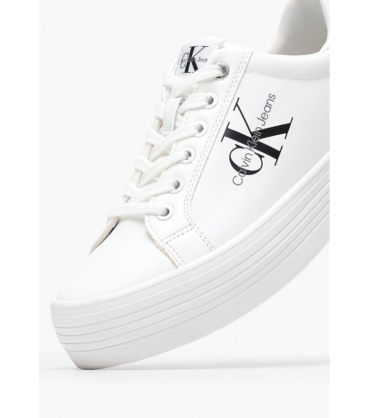 Γυναικεία Παπούτσια Casual Vulc.Flatform.Lth Άσπρο Δέρμα Calvin Klein