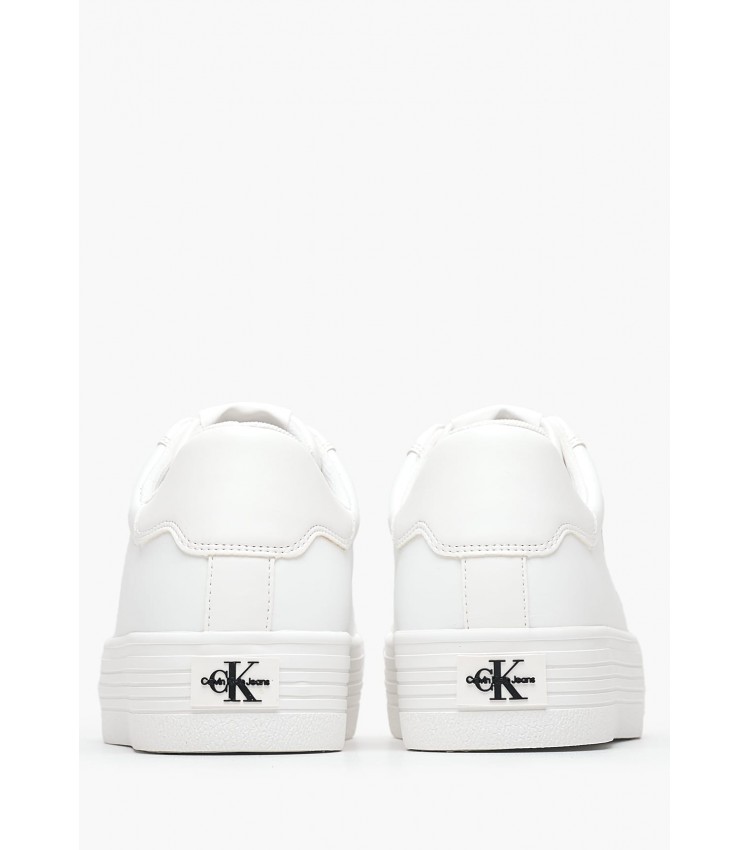 Γυναικεία Παπούτσια Casual Vulc.Flatform.Lth Άσπρο Δέρμα Calvin Klein