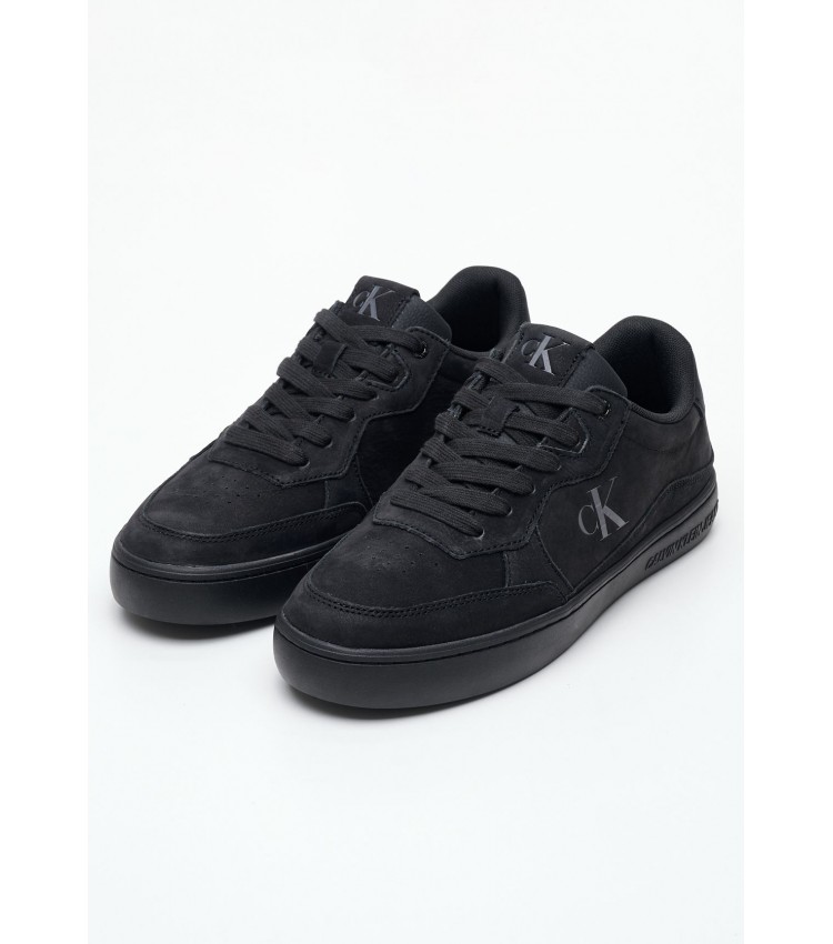 Men Casual Shoes Wave.Cupsole Black Nubuck Leather Calvin Klein