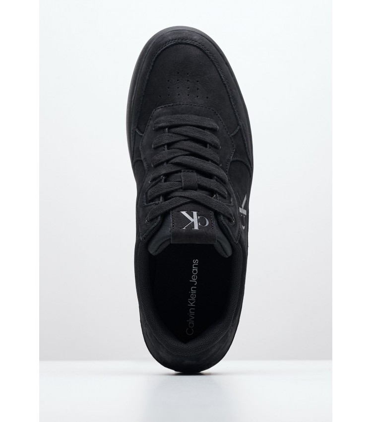 Men Casual Shoes Wave.Cupsole Black Nubuck Leather Calvin Klein