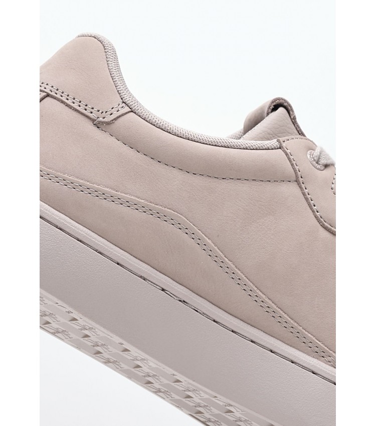 Men Casual Shoes Wave.Cupsole Taupe Nubuck Leather Calvin Klein