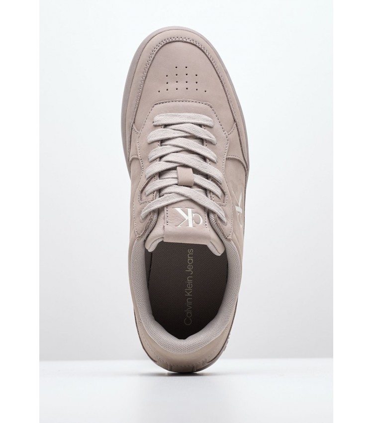 Men Casual Shoes Wave.Cupsole Taupe Nubuck Leather Calvin Klein