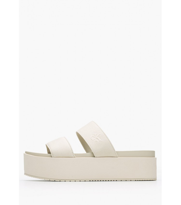 Women Platforms Low Webbing.Fm Beige Fabric Calvin Klein