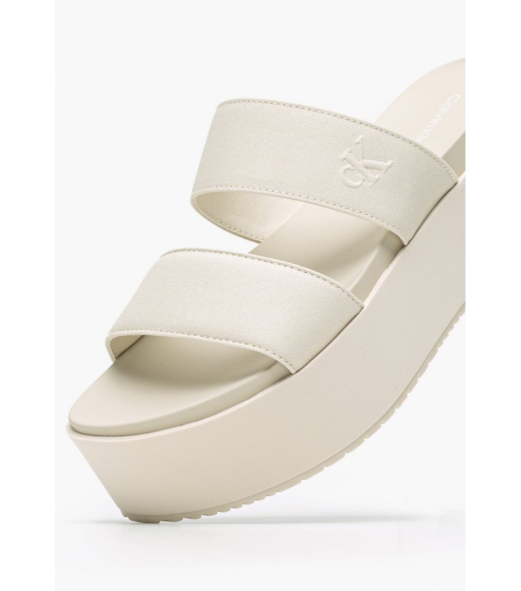 Women Platforms Low Webbing.Fm Beige Fabric Calvin Klein