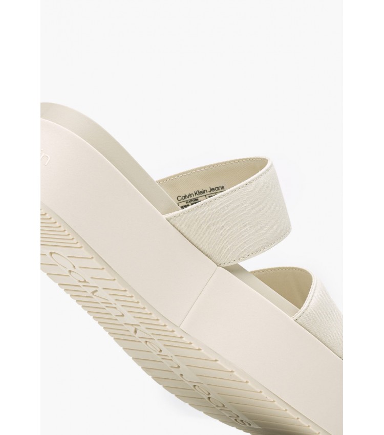 Women Platforms Low Webbing.Fm Beige Fabric Calvin Klein