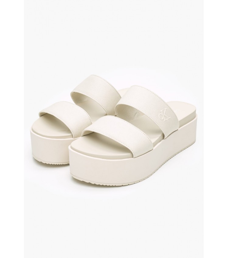 Women Platforms Low Webbing.Fm Beige Fabric Calvin Klein