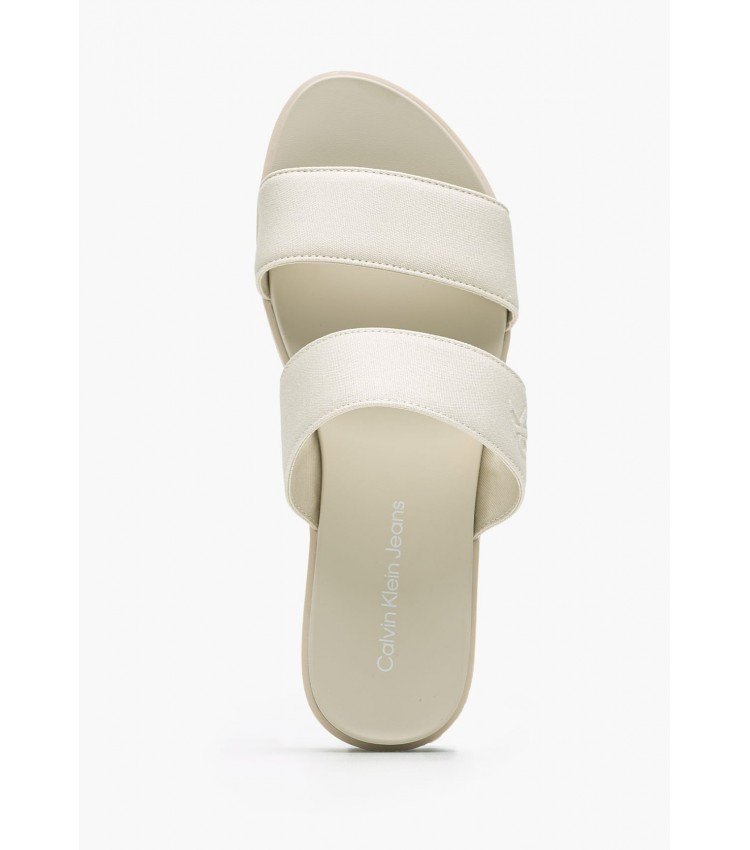 Women Platforms Low Webbing.Fm Beige Fabric Calvin Klein