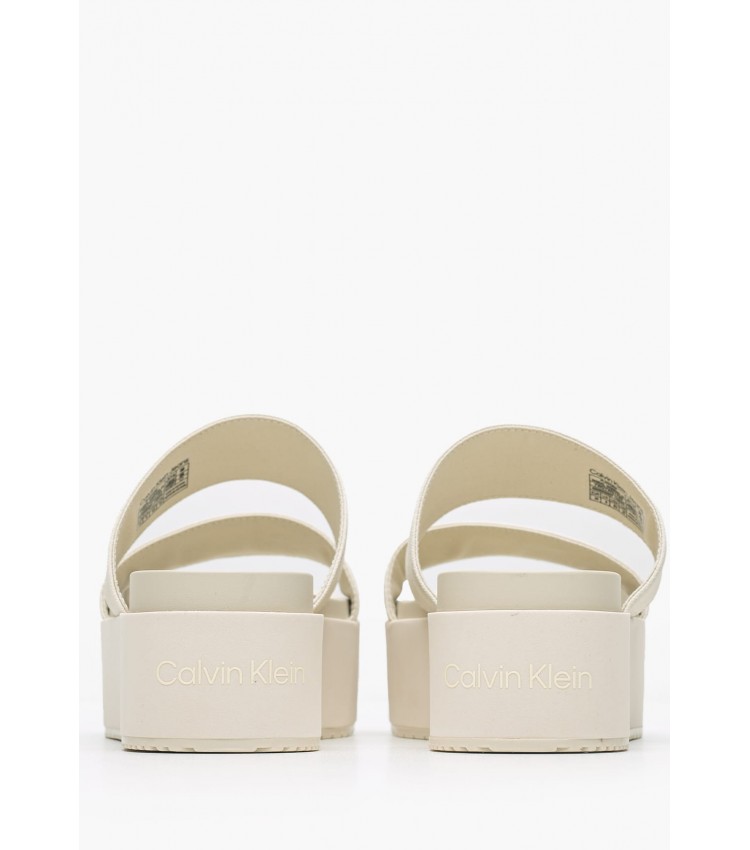 Women Platforms Low Webbing.Fm Beige Fabric Calvin Klein