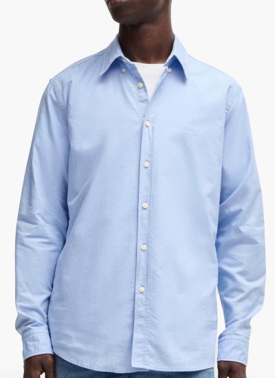 Ανδρικά Πουκάμισα Oxford.Shirt Μπλέ Ανοιχτό Βαμβάκι GANT