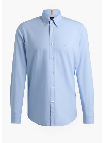 Ανδρικά Πουκάμισα Oxford.Shirt Μπλέ Ανοιχτό Βαμβάκι GANT