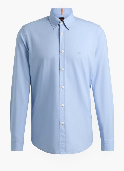 Ανδρικά Πουκάμισα Oxford.Shirt Μπλέ Ανοιχτό Βαμβάκι GANT