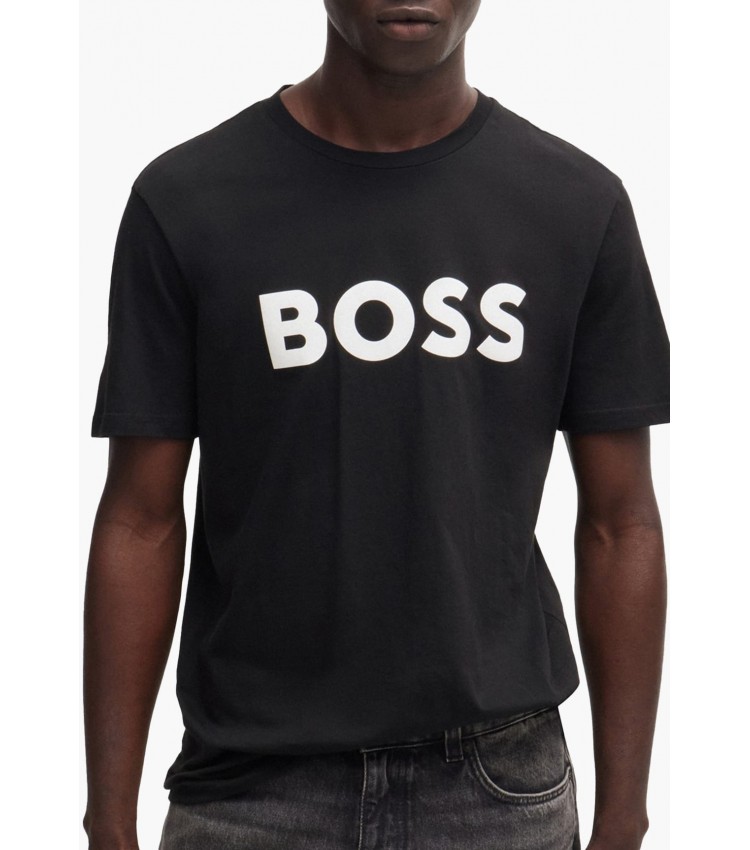 Men T-Shirts Thinking.1B Black Cotton Boss