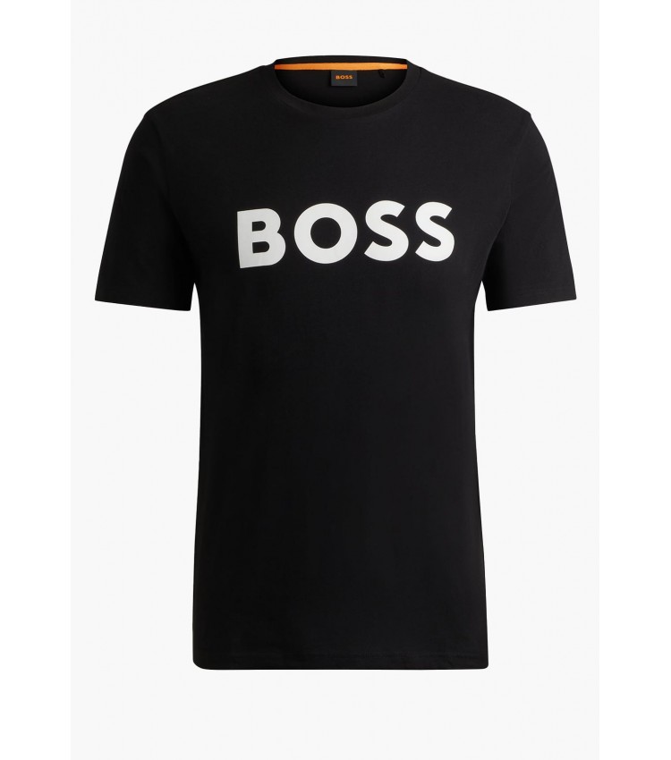 Men T-Shirts Thinking.1B Black Cotton Boss