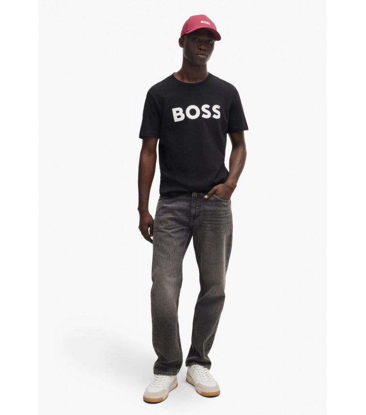 Men T-Shirts Thinking.1B Black Cotton Boss