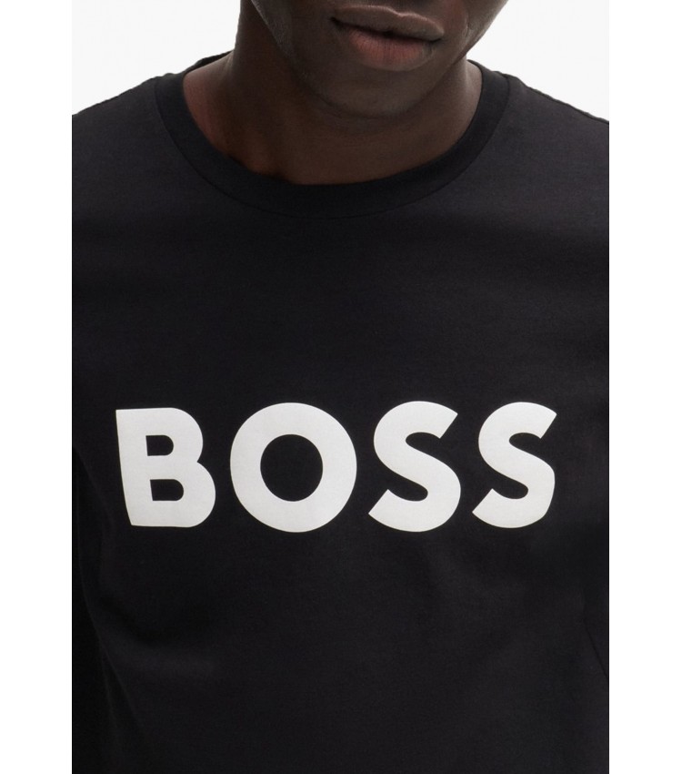 Men T-Shirts Thinking.1B Black Cotton Boss