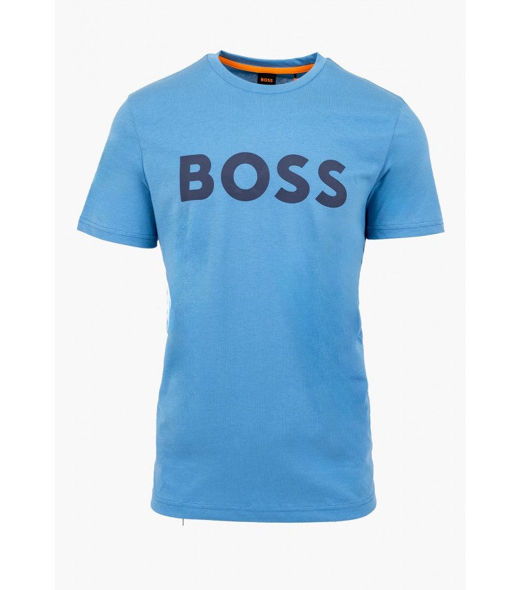 Men T-Shirts Thinking.1B Blue Cotton Boss