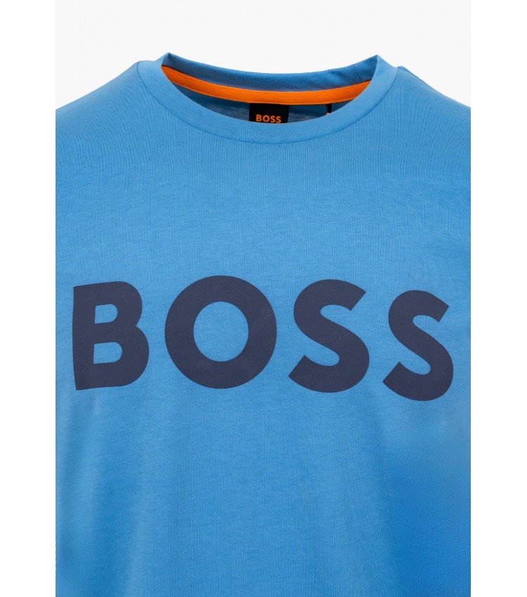 Men T-Shirts Thinking.1B Blue Cotton Boss