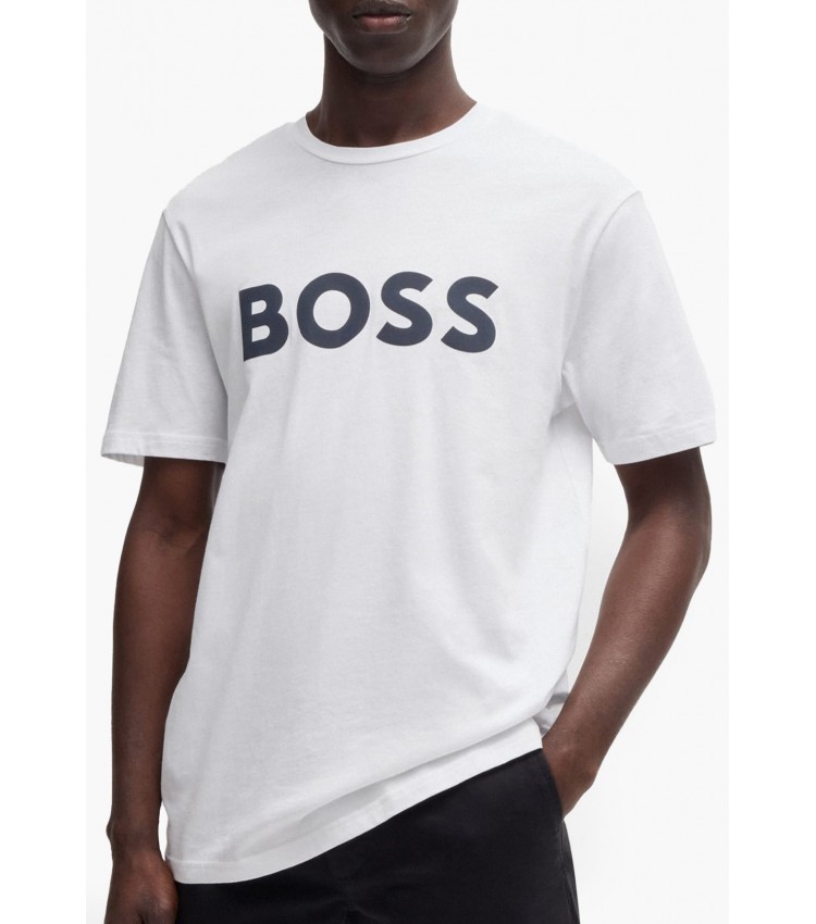 Men T-Shirts Thinking.1B White Cotton Boss