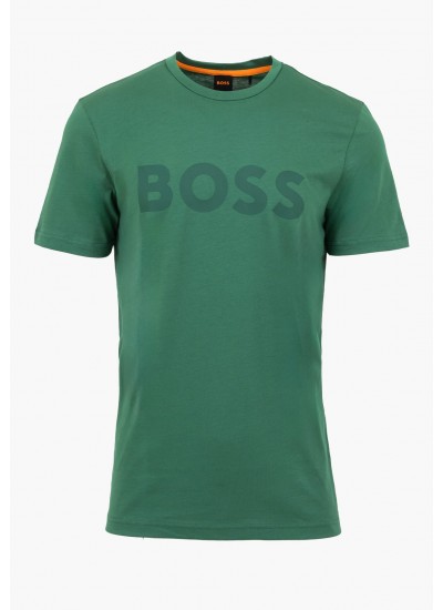 Men T-Shirts Thinking.1B Green Cotton Boss