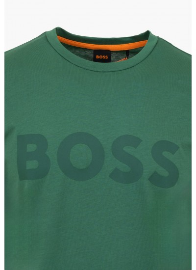 Men T-Shirts Thinking.1B Green Cotton Boss